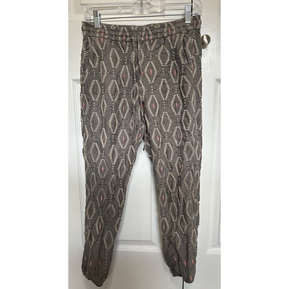 Johnny Was Pete & Greta Diamond All Over Embroidered Pants Dusty Mountain Sz XS